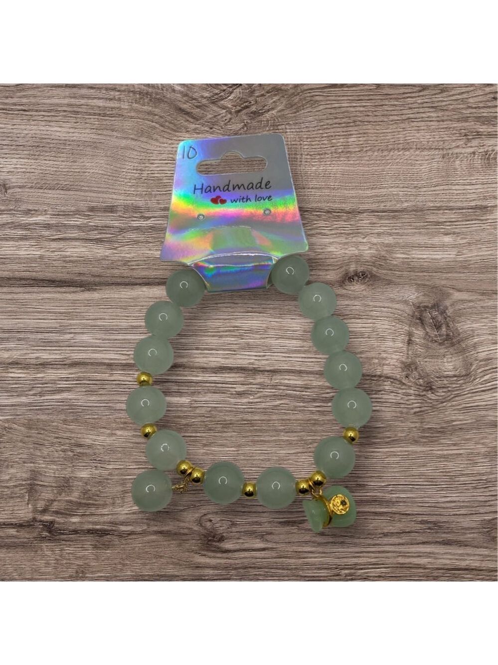 ✨5/$25✨ Light Green & Gold Beaded Bracelet NWOT